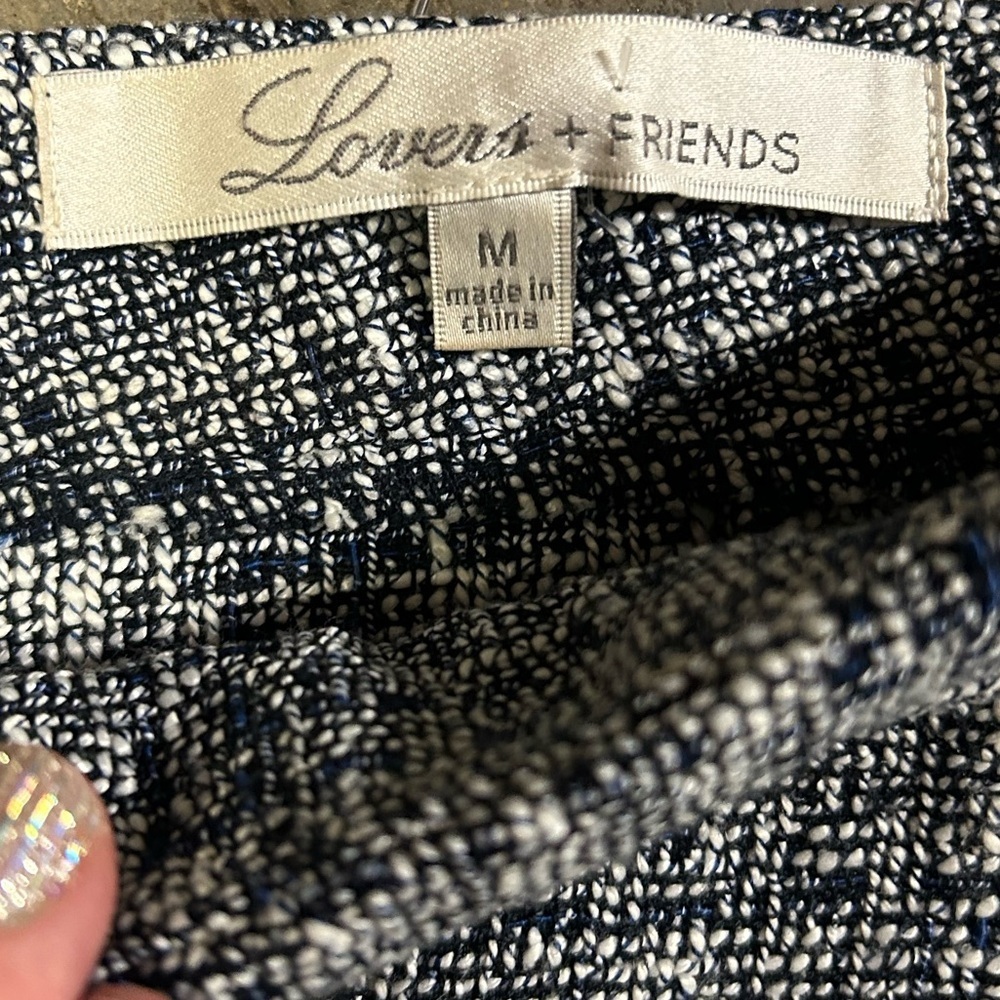 Lovers + Friends Tweed Navy and White High Waist Shorts Size M - Picture 3 of 5
